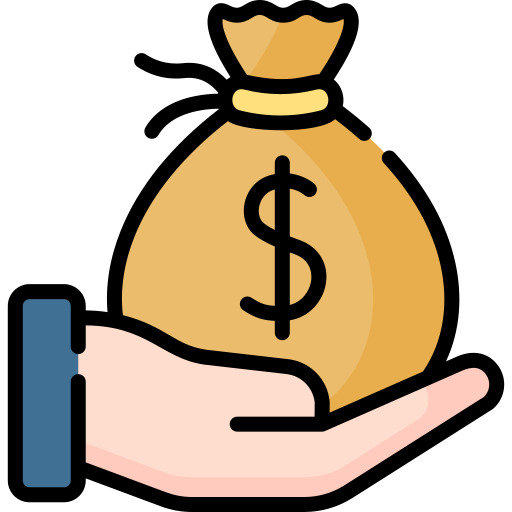 Icono de mano que da dinero muestra de generosidad